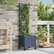 Vaso da giardino con grigliato e ruote Grigio 40 x 40 x 149 cm 3422941