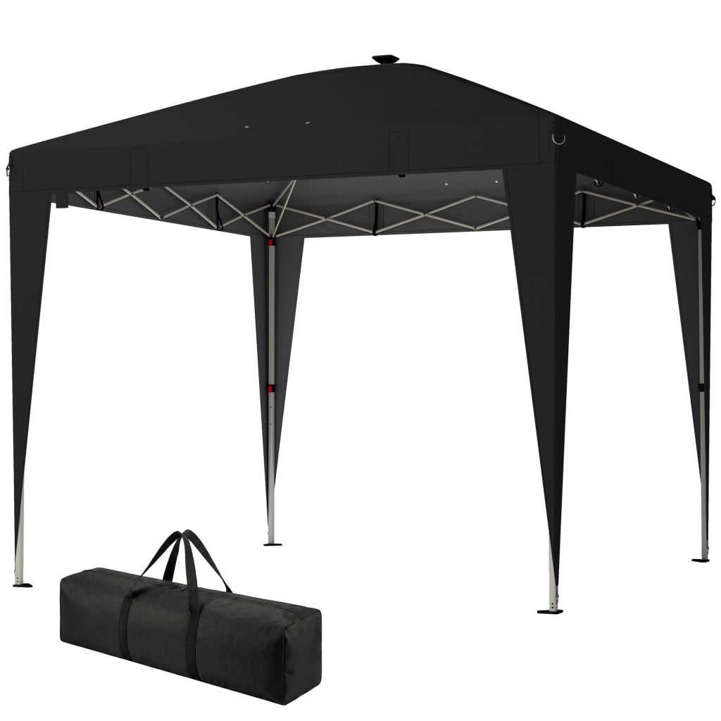 Gazebo Pieghevole 3x3 m con Luce e Telecomando ¨C zephmum ¨C Nero Metallo Poliestere