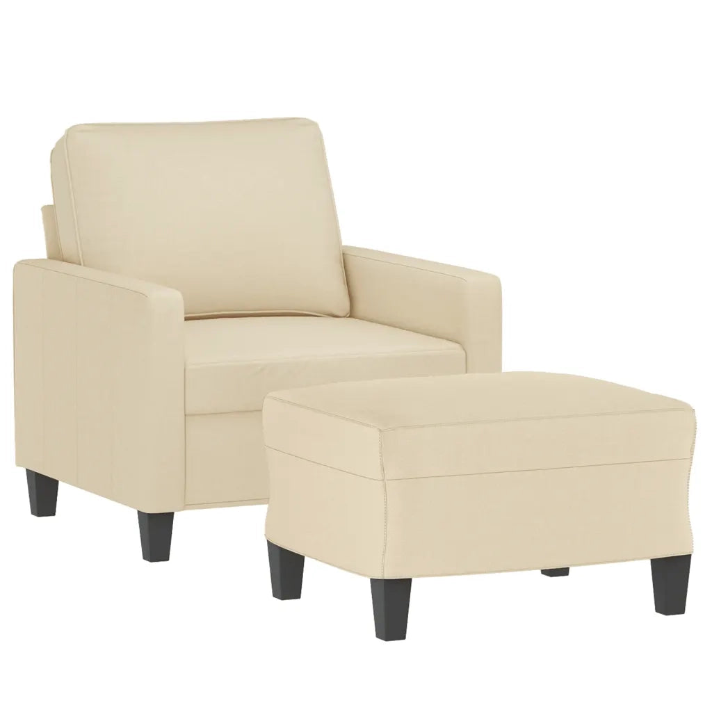 Poltrona | Sedia Relax con Poggiapiedi Crema 60 cm in Tessuto