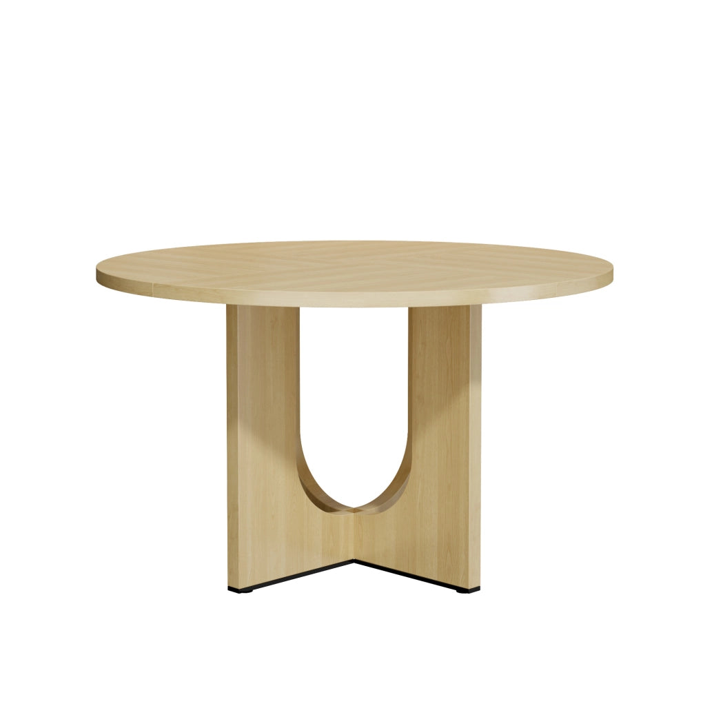 Tavolo da pranzo rotondo 120 cm per 4-6 persone; design scandinavo in MDF; rovere