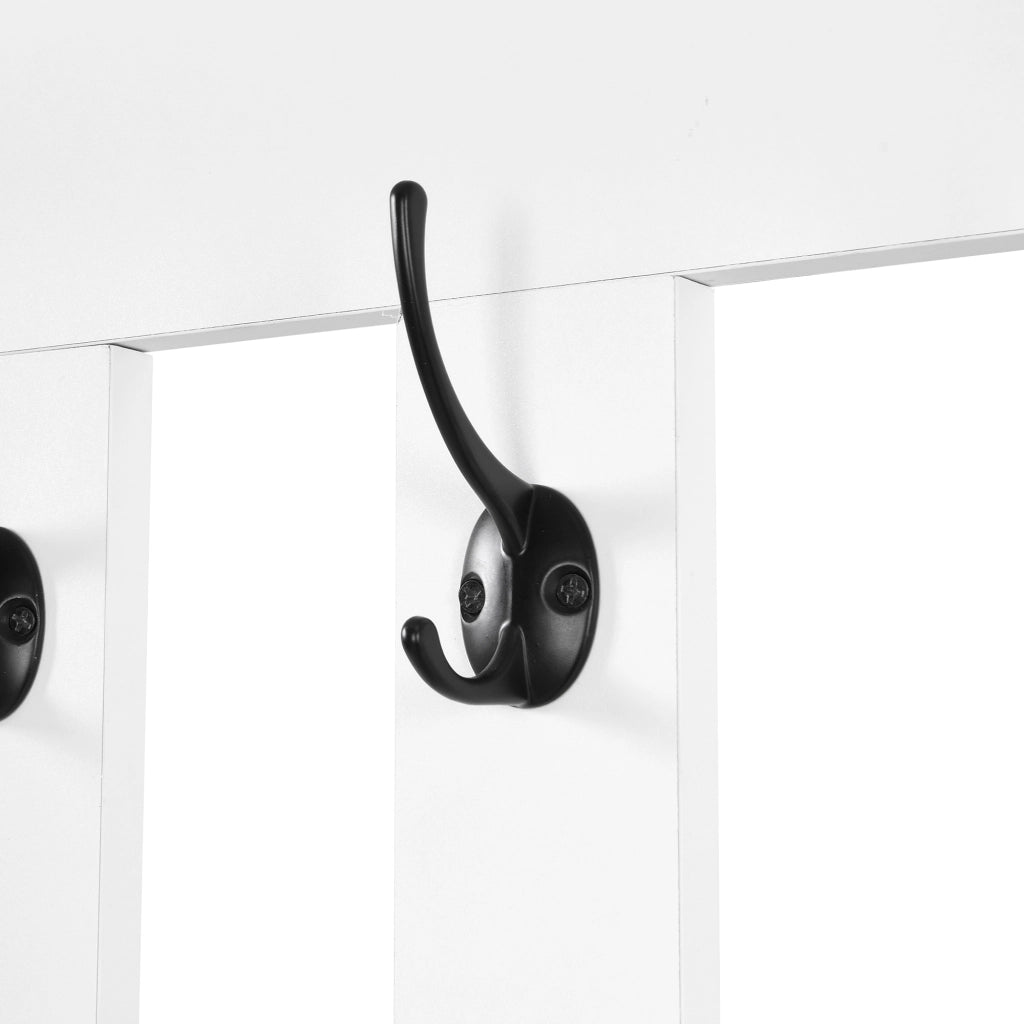 Mobile Ingresso con Panca Imbottita; Pannello Forato; 1 Anta; 1 Cassetto e 4 Ganci; in MDF; Bianco; 100??35??180 cm