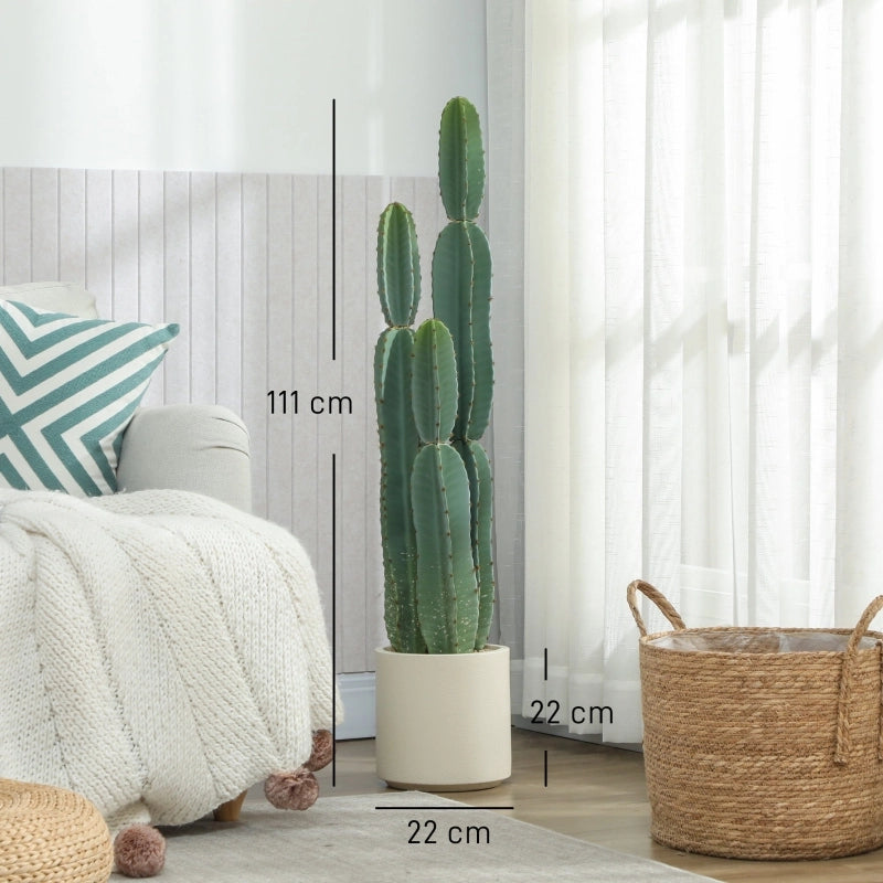 Pianta di cactus artificiale, grande, 111 cm, pianta artificiale in vaso per ufficio o soggiorno