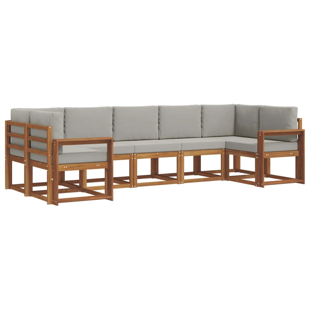 Set di divani da esterno 7 pcs Grigio Naturale e Chiaro
