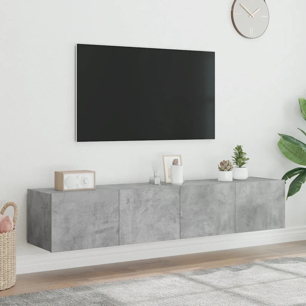 Mobili TV a Parete con Luci LED 2pz Grigio Cemento 80x35x31 cm 837288