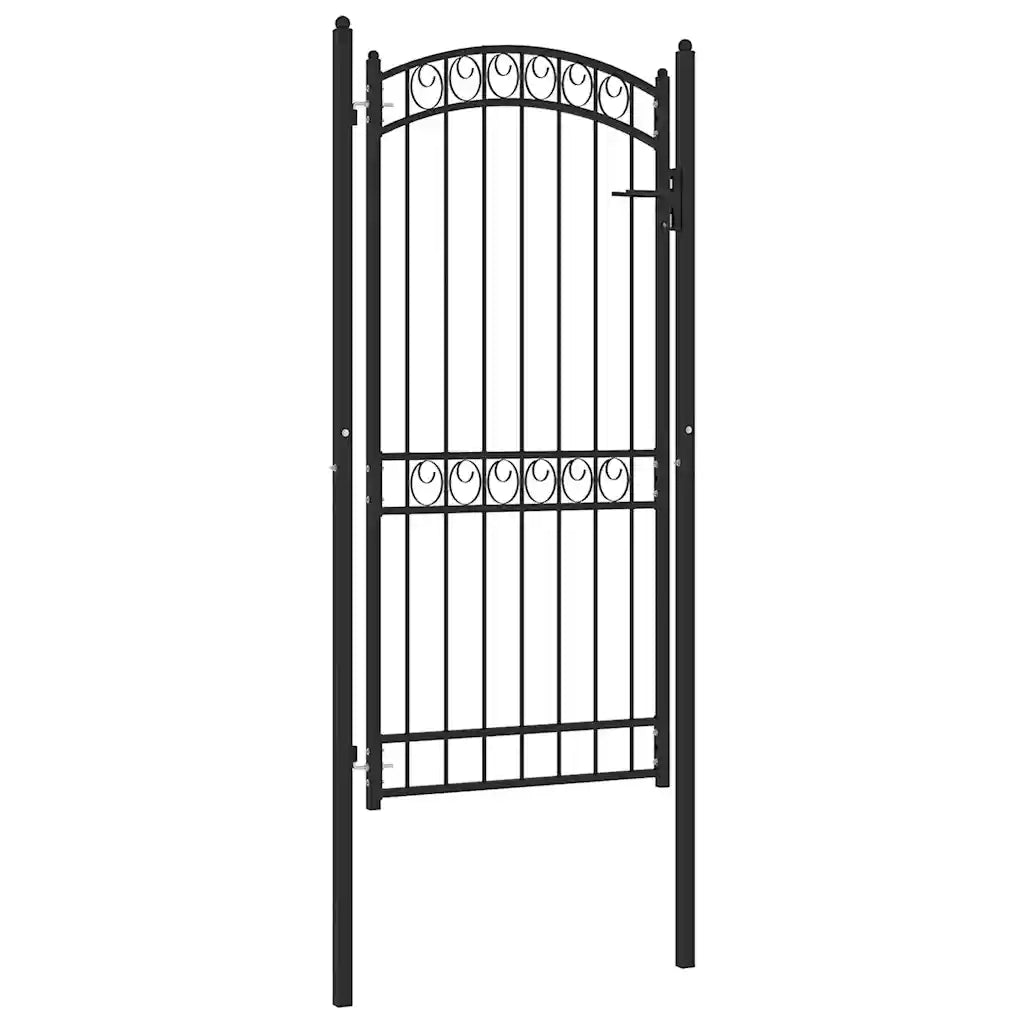 Cancello per Recinzione ad Arco in Acciaio 100x200 cm Nero