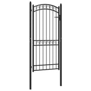 Cancello per Recinzione ad Arco in Acciaio 100x200 cm Nero