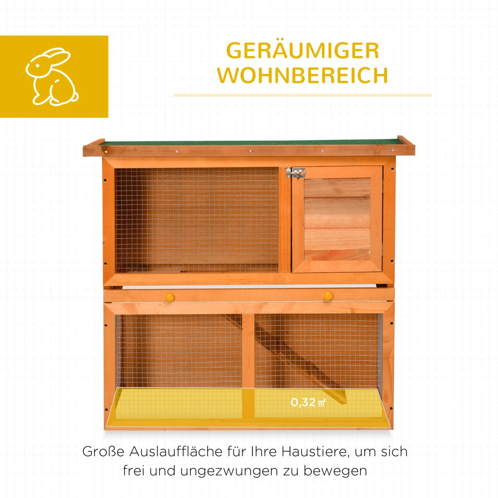 Gabbia per Animali Domestici 2 Livelli ¨C zephmum ¨C Legno di Abete Naturale e Verde