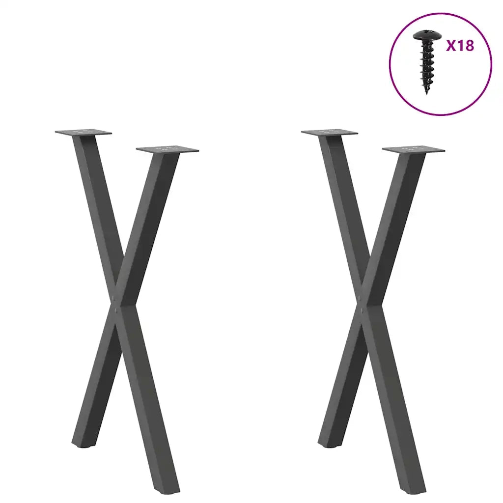 vidaXL Gambe per tavolo da pranzo a forma di X 2 pz Antracite 50x(72-73) cm Acciaio