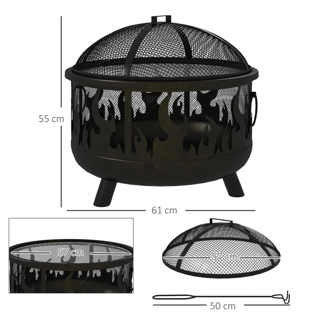 Braciere per esterno con griglia di protezione ¨C Zephmum ¨C Nero ?61.5x52 cm