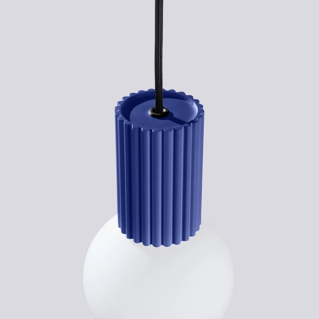 Lampada a sospensione Sfera vetro rigato blu G9 Pure Lume