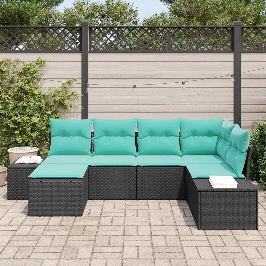 Set Divano da Giardino 6 pz Nero polyrattan 3347136
