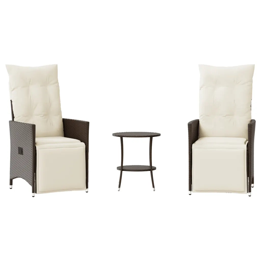 Set BistrÃ² 3 pz con Cuscini Marrone in Polyrattan