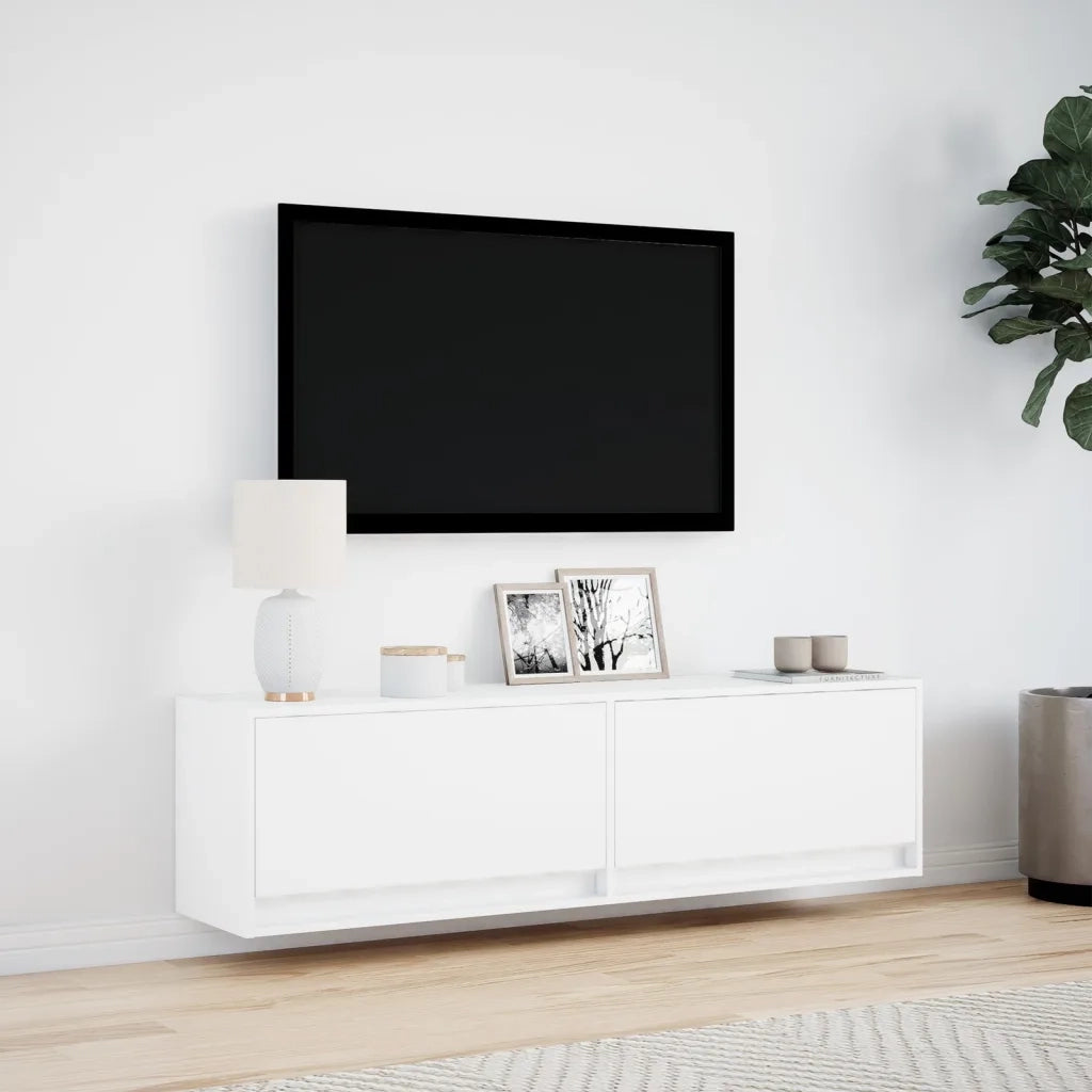 Mobile TV a Parete con Luci LED Bianco 140x31x38 cm 852369
