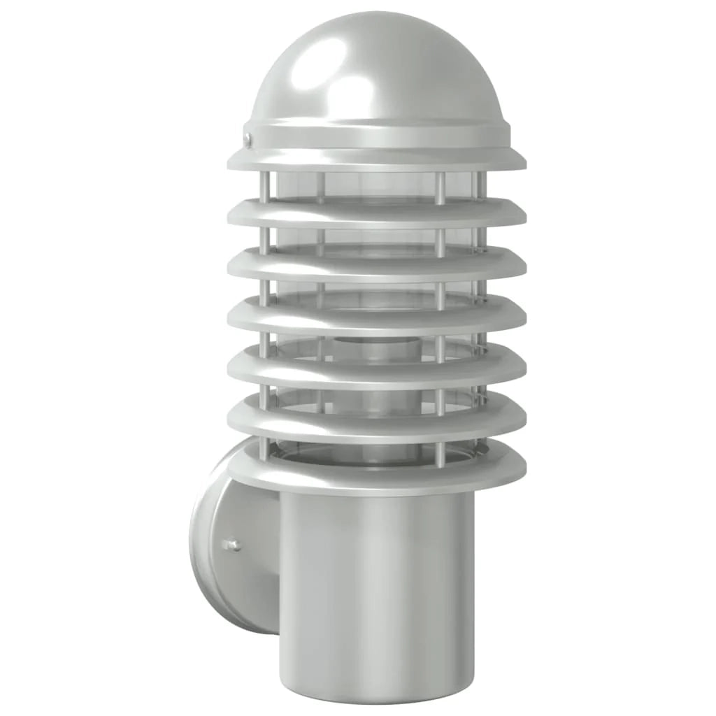 Applique da esterno 15 x 15 x 33,5 cm resistente alle intemperie design moderno in acciaio inox argento 02_0056567
