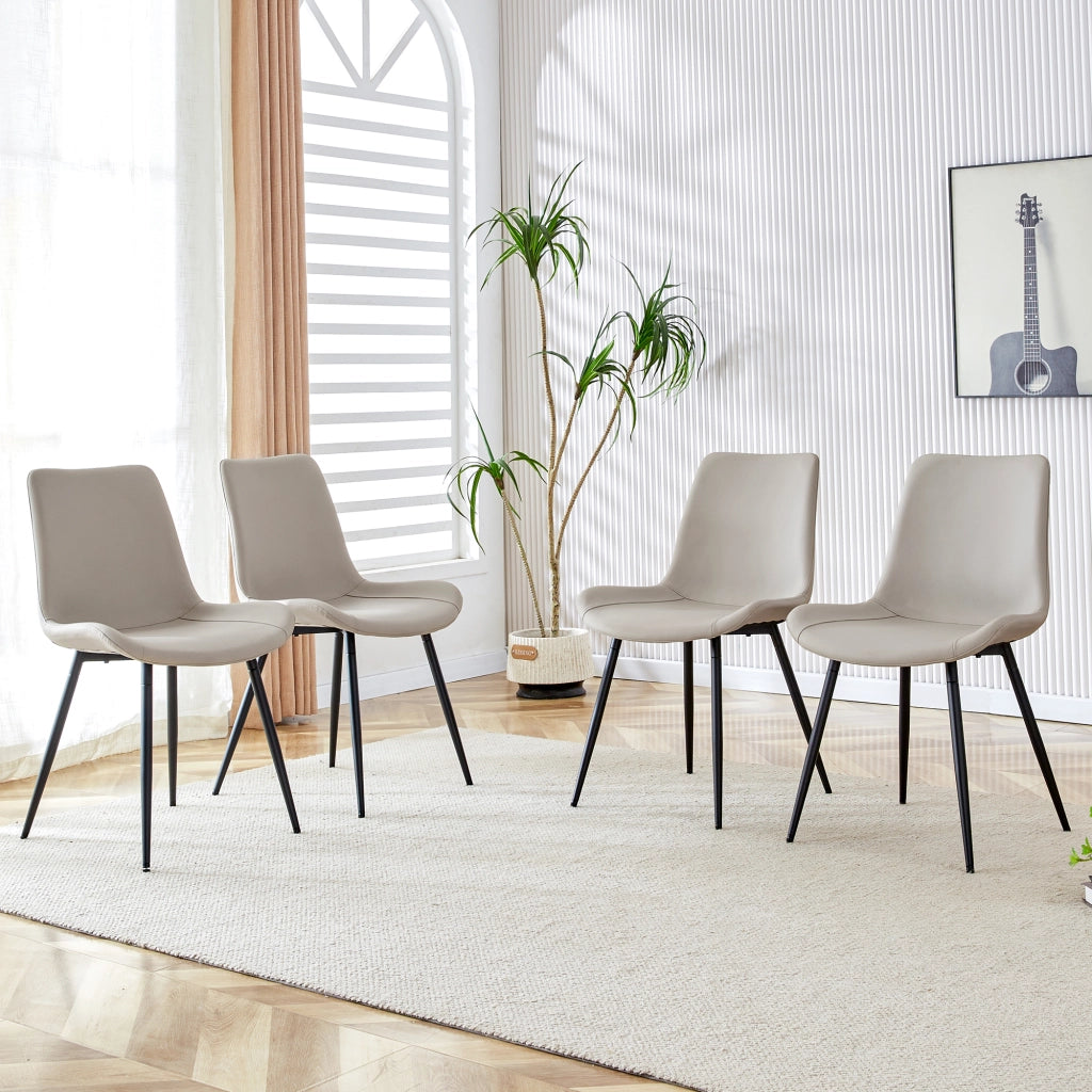 4 sedie da pranzo in similpelle con schienale ergonomico e piedi antiscivolo metallo nero grigio 75,5 × 58 × 51 cm
