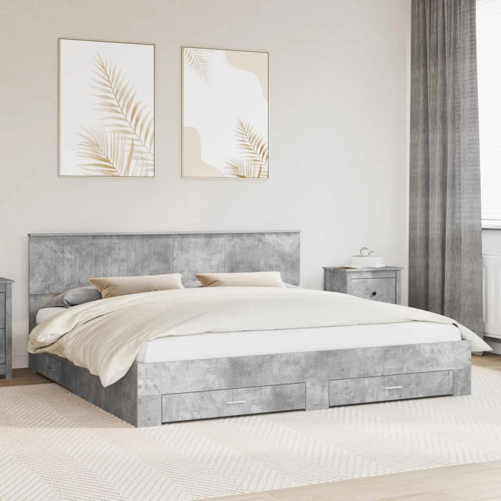 Struttura del letto con testiera Grigio cemento 200 x 200 cm