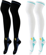 Due paia di calze compressi per donna, alta vita sportiva calda per corsa, bicicletta, camminata, misura 36-42 cm