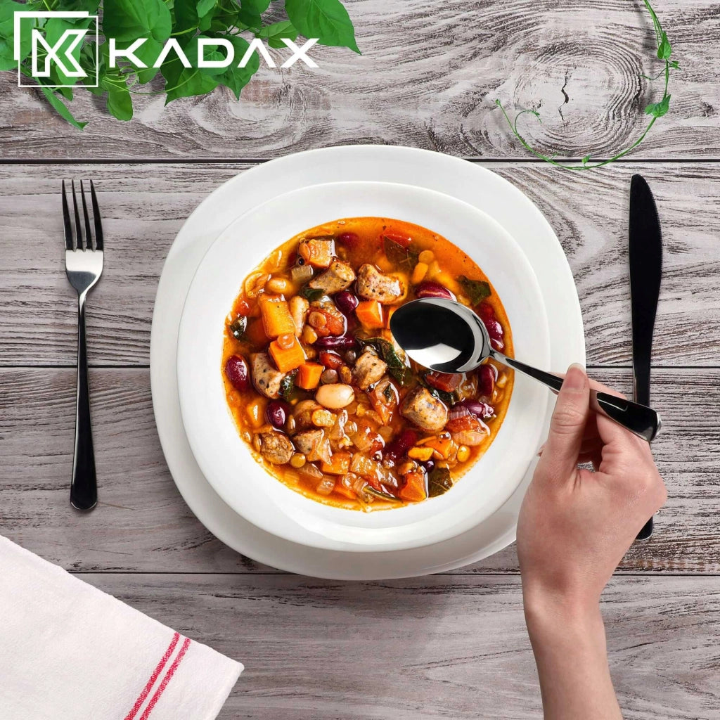 Piatto fondo KADAX 23 cm per zuppa, vetro bianco, piatti grandi in vetro