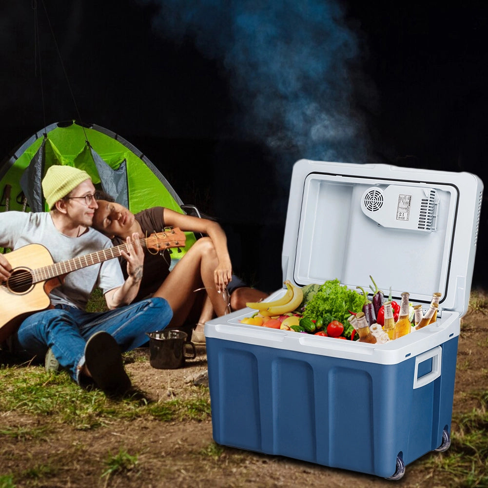 Frigorifero Elettrico Portatile 40LT Caldo Freddo 12V 230V con Ruote e Maniglia Blu