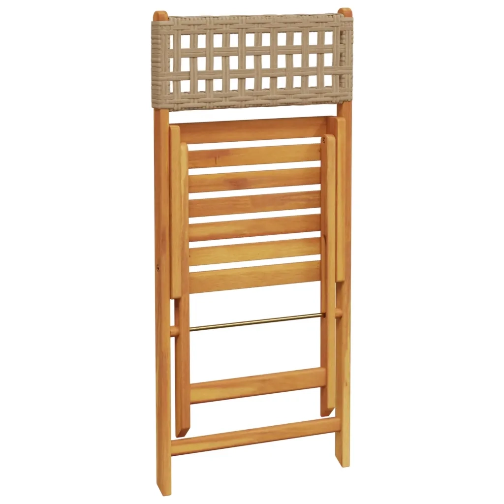 Set da Bistrot 3 pz Beige in Polyrattan e Legno Massello 3281864