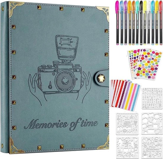 Album Fotografico DIY Vintage Scrapbook Album Inclusivo Accessori Plakboek Regalo Blu Pastello