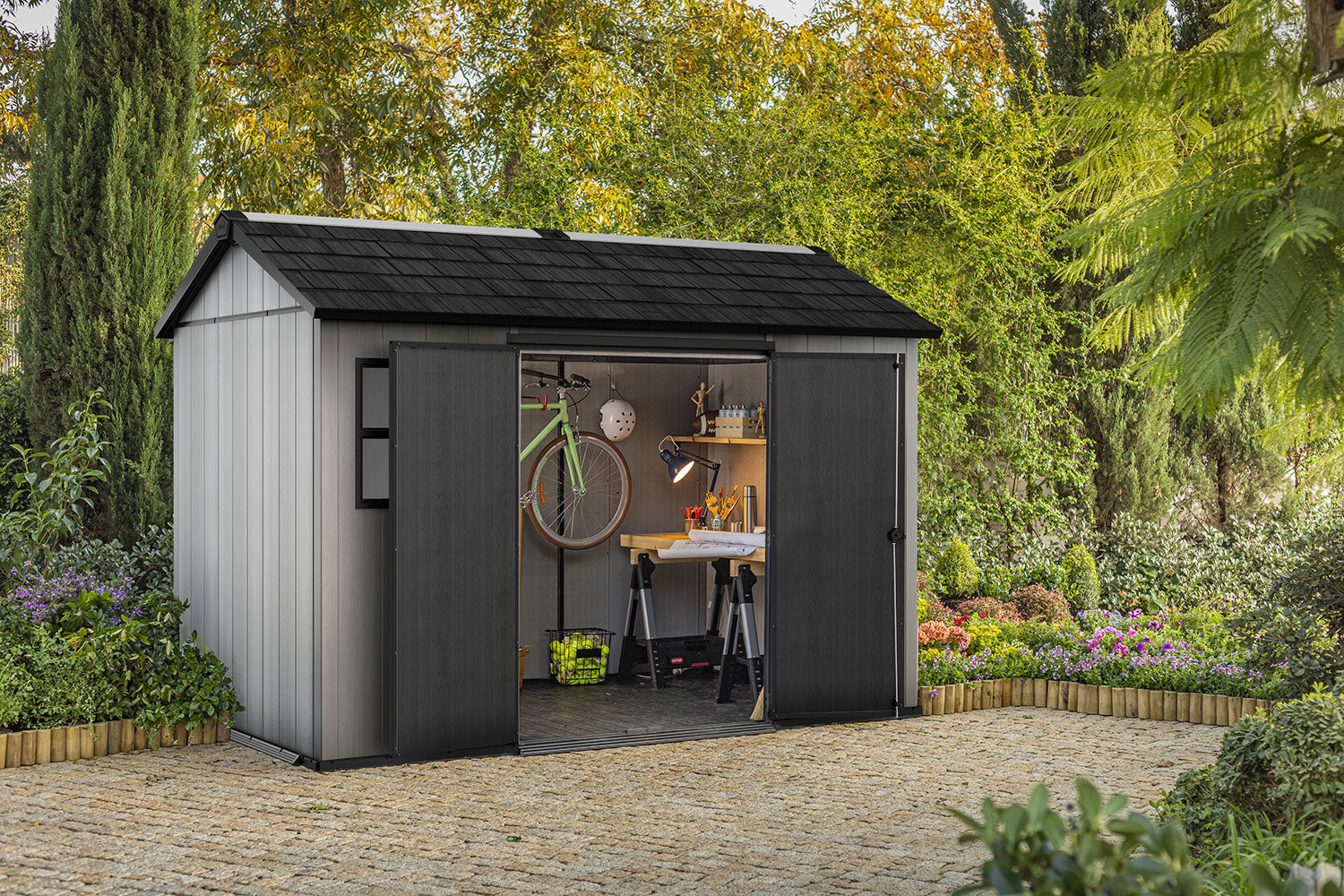 Casetta da Giardino 350x229x254 cm Keter Oakland 1175 Duotech in Polipropilene Grigio