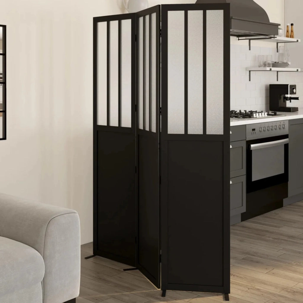 IDMarket - Schermo interno con vetro officina nero e lastre opache