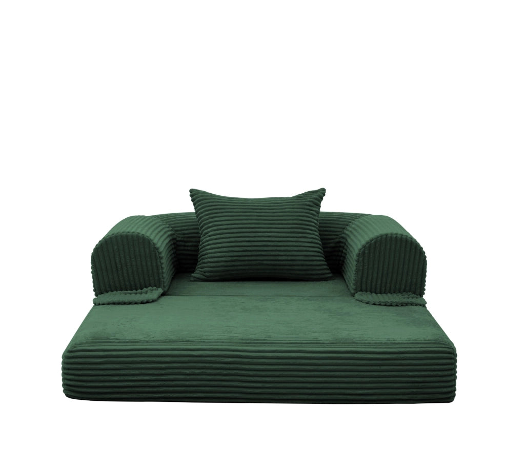Poltrona letto pieghevole in corda, convertibile 2 in 1, verde