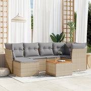 Set Divano da Giardino 7 pz con Cuscini Beige Misto Polyrattan