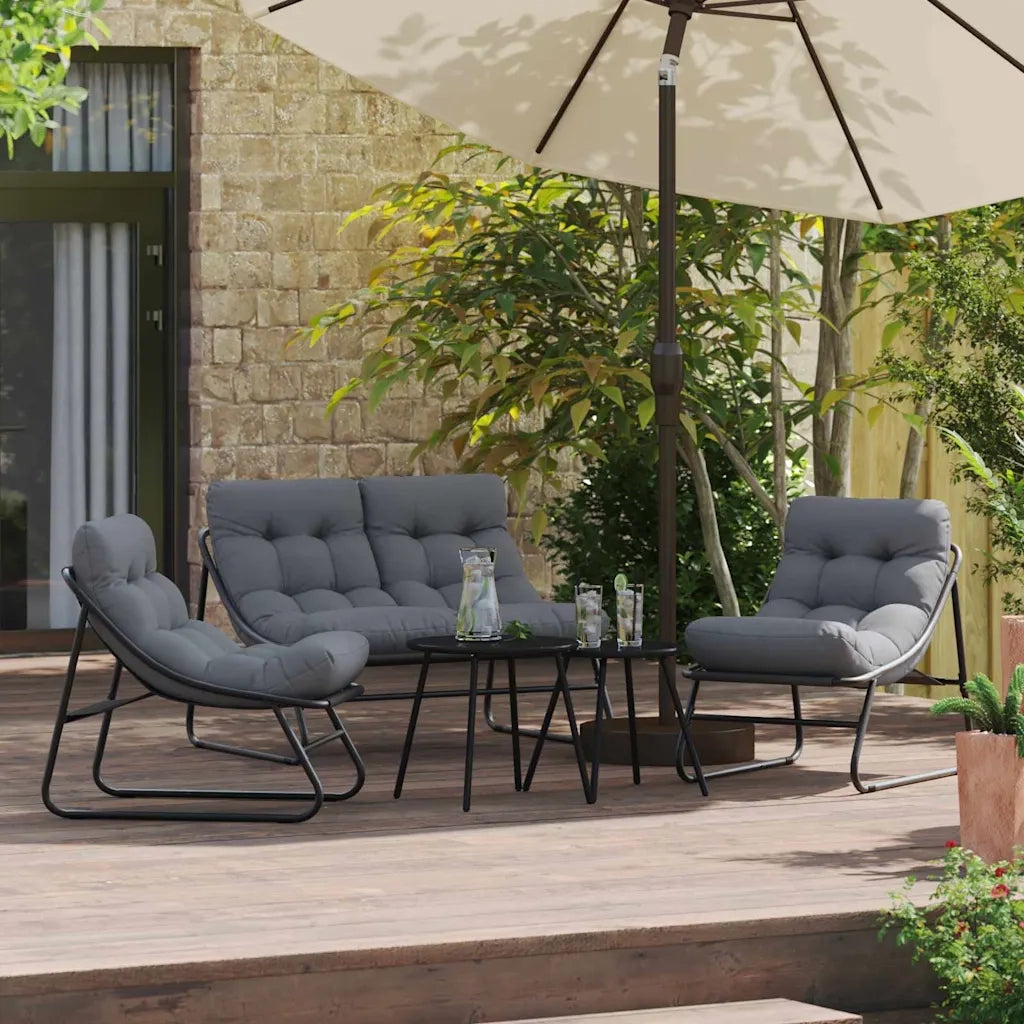 Set da Pranzo per Giardino 5 pcs Nero Acciaio 3378837