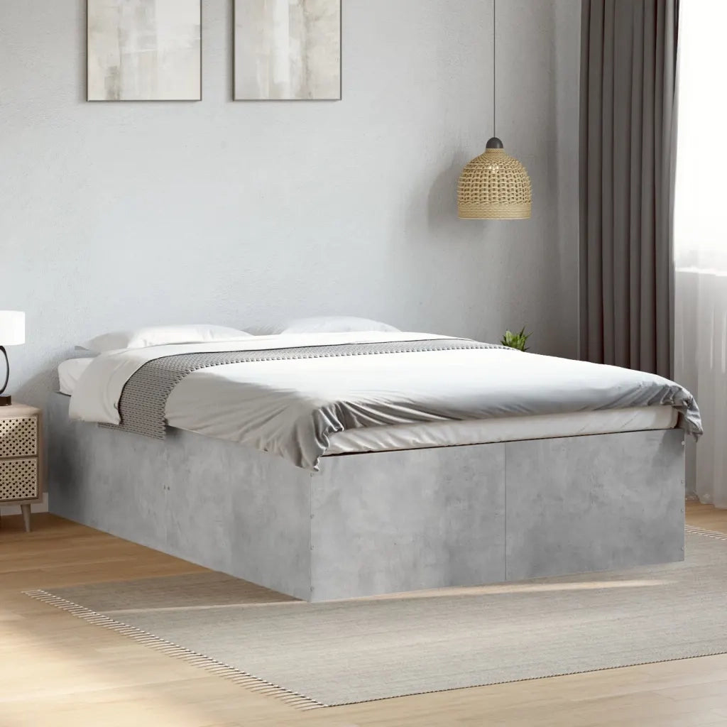 Letto matrimoniale | Letto per adulti | Giroletto Grigio Cemento 120x190 cm in Legno Multistrato