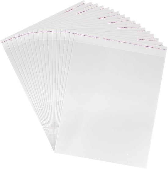 Sacchetti di cellulosa trasparenti autofilettanti, 110 pezzi, 32 x 50 cm, OPP plastica, sigillabili