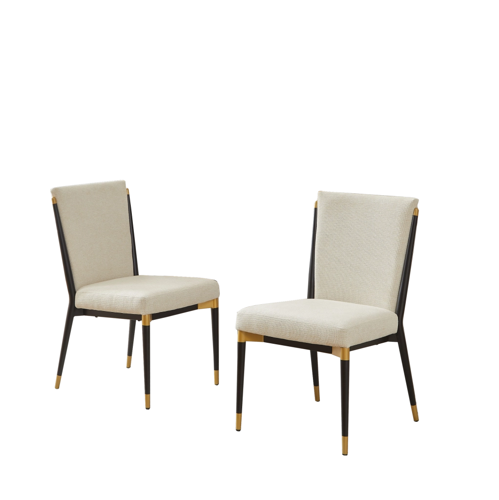 Set di 2 sedie da pranzo beige con struttura nero-oro
