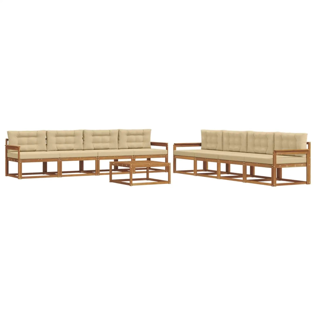 Set di divani da esterno con cuscino 9 pcs Naturale e Beige 3367361