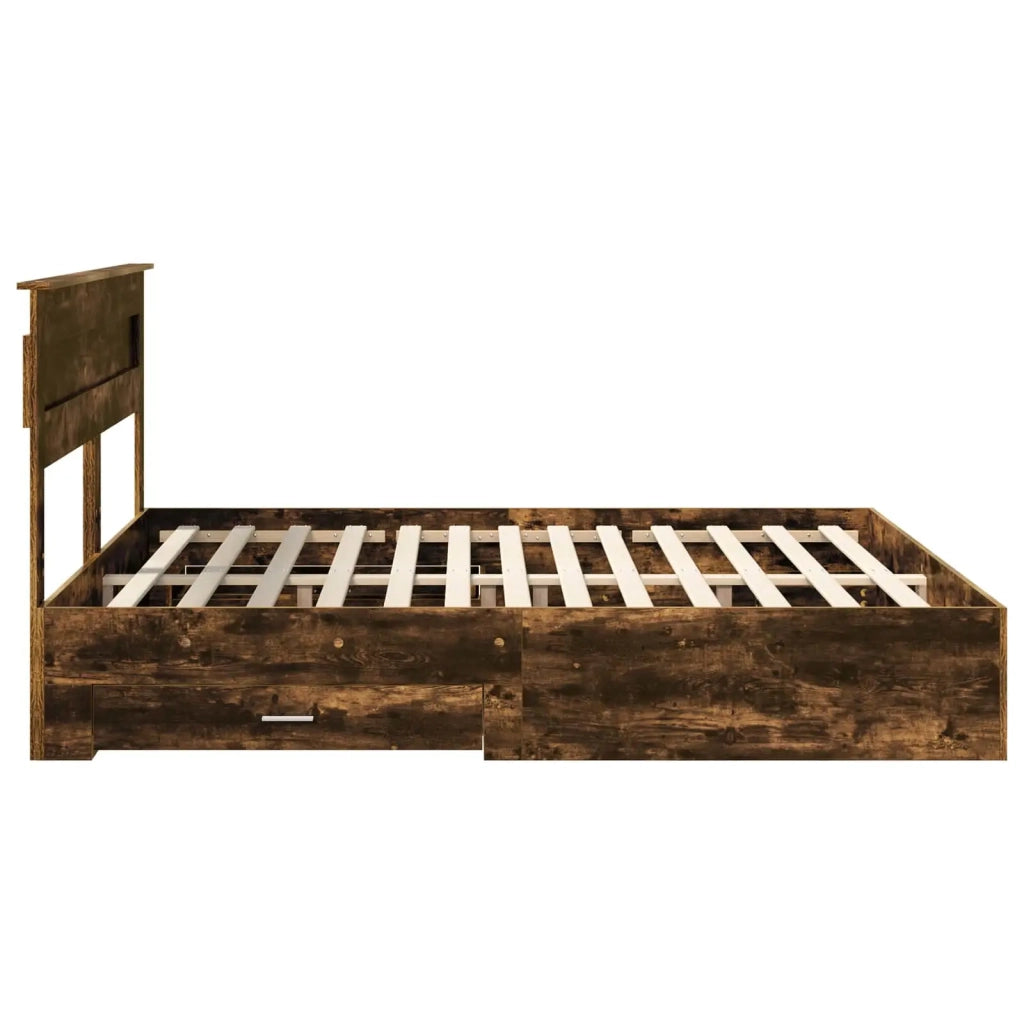 Letto matrimoniale | Letto per adulti | Struttura del letto Rovere fum¨¦ 200 x 200 cm Legno multistrato