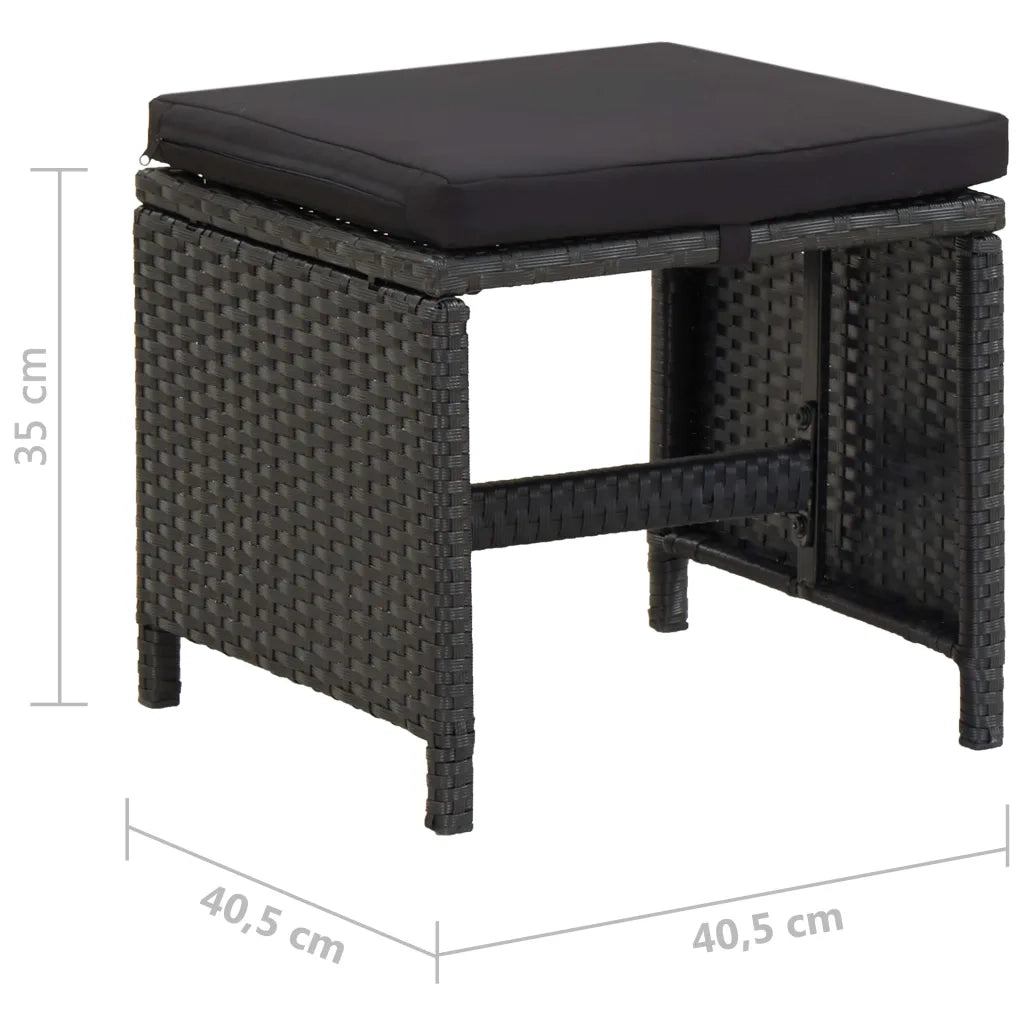 Sgabelli da Giardino 2 pz con Cuscini in Polyrattan Nero 316758