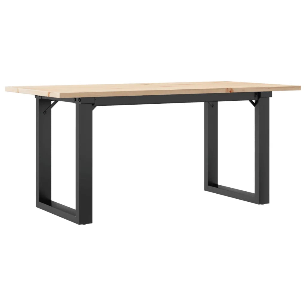 Tavolino da Salotto Telaio a O 90x40x45cm Legno Pino e Acciaio