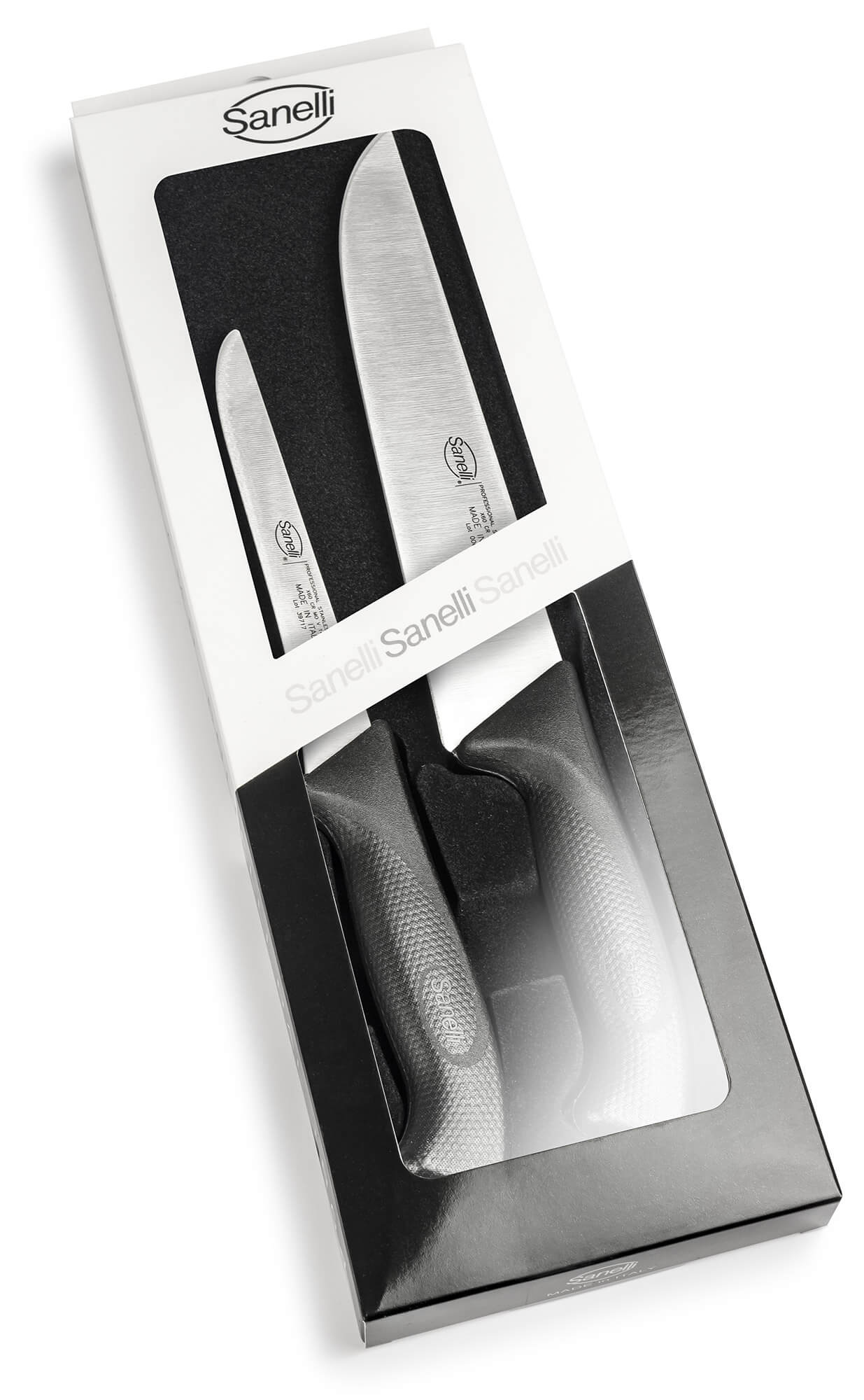 Set 2 Coltelli per Carne  Manico Antiscivolo Sanelli Skin Nero