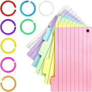 Carte index colorate con anelli - 150 pezzi 70x125mm Carte index con indici - Carte per ufficio e scuola (6 colori)