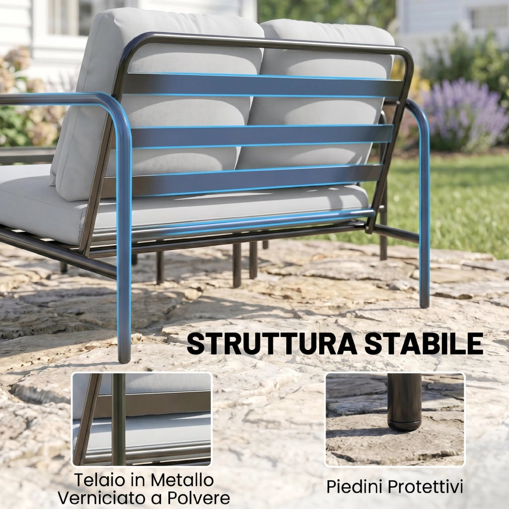 Set Salotto da Giardino ¨C zephmum ¨C Grigio Chiaro Acciaio