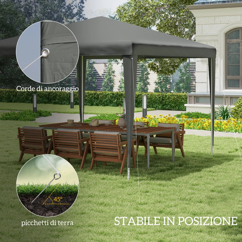 Gazebo da Giardino 3x3 m Pieghevole e Portatile per Feste con Copertura Anti UV Grigio