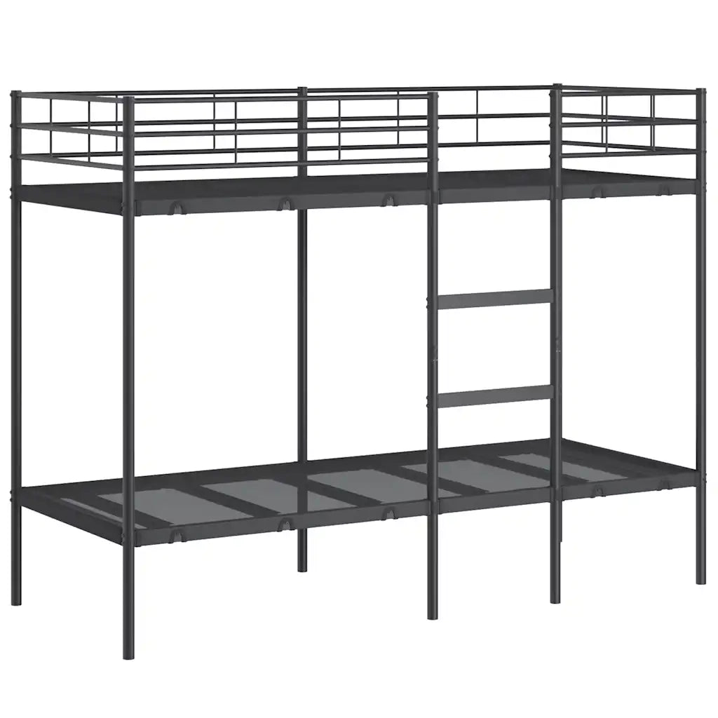 Letto a Castello senza Materasso Nero 75x190 cm in Acciaio 42000319