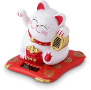 Gatto fortunato oscillante con braccio, piccolo gatto oscillante su energia solare, gatto fortunato cinese con braccio oscillante, figura di gatto fortunato, gatto oscillante con dito medio su energia solare per casa, decorazione auto (bianco)