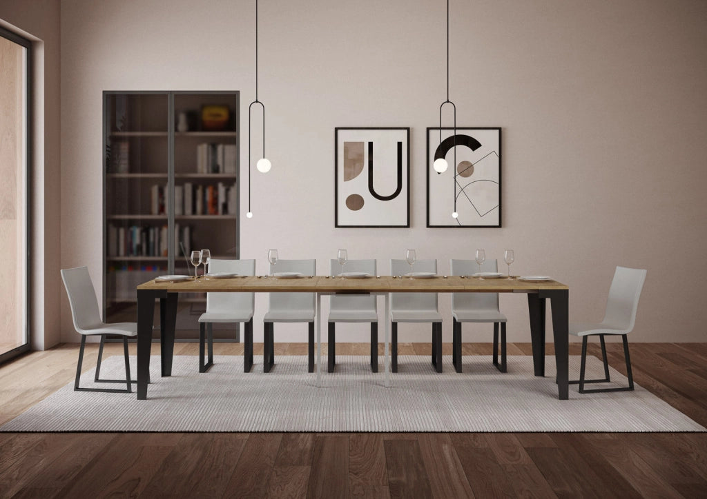Consolle Allungabile 90-300x40x77 cm in Nobilitato Marrone