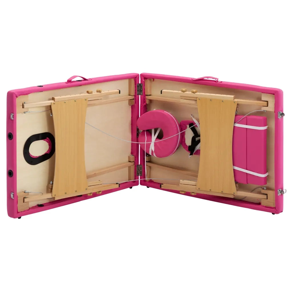 Lettino da Massaggio a 2 Sezioni in Legno Rosa CFW8569013