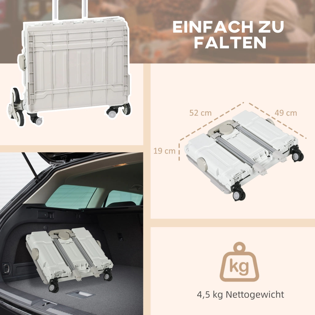 Carrello da Trasporto ¨C Zephmum ¨C Bianco, Klappbar, Teleskopgriff, 65 kg