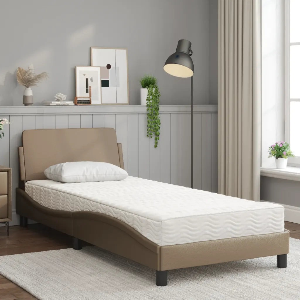 Letto con Materasso Dover Cappuccino 90x190 cm Similpelle 3208321