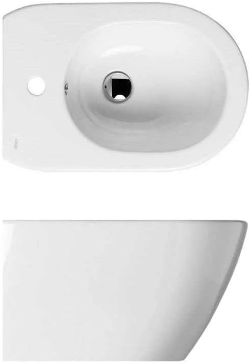 Sanitari sospesi senza brida Althea Cover in ceramica Bianco Opaco wc+ bidet + sedile soft close slim