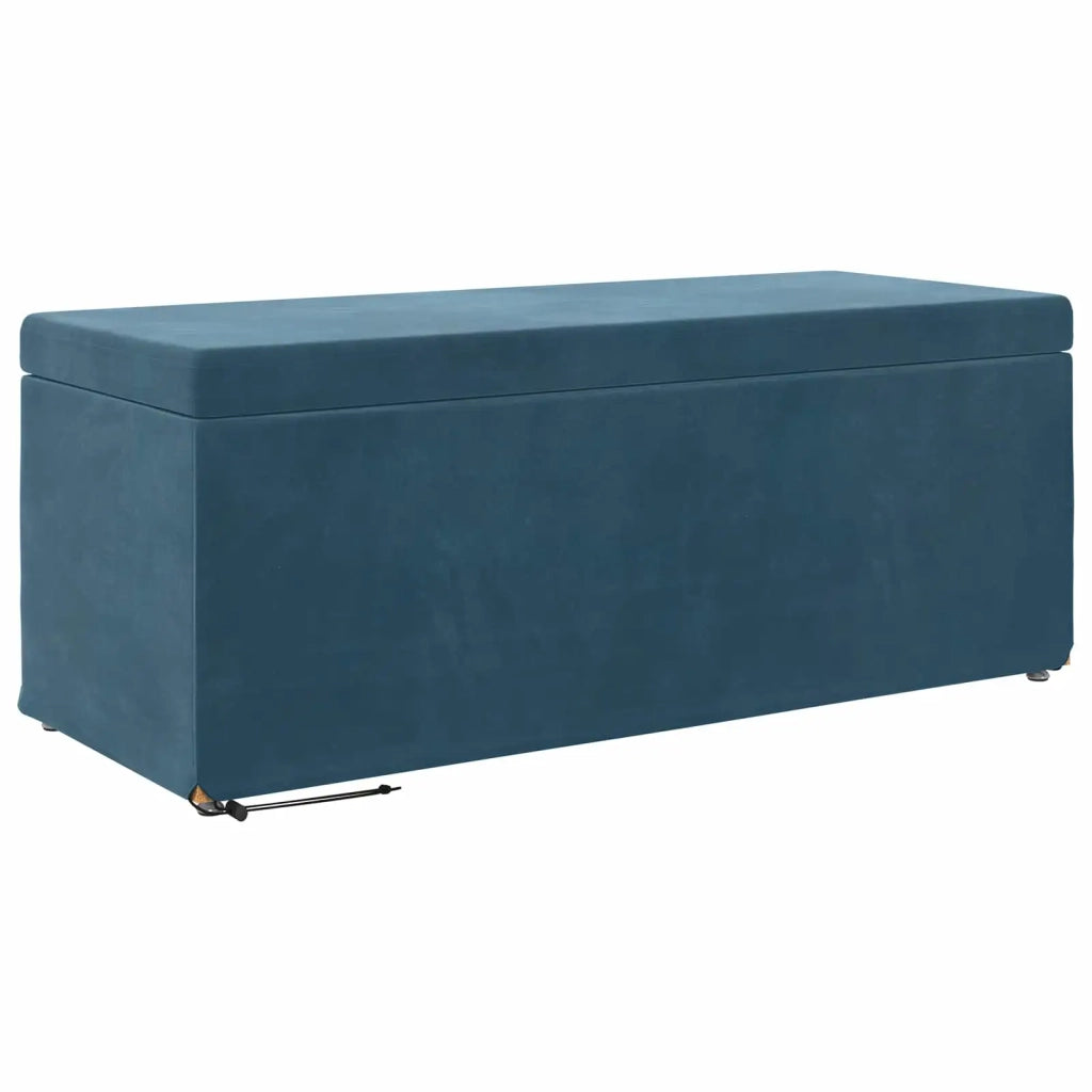 Pouf Blu 101 x 41 x 40 cm Velluto e Legno Ingegnerizzato