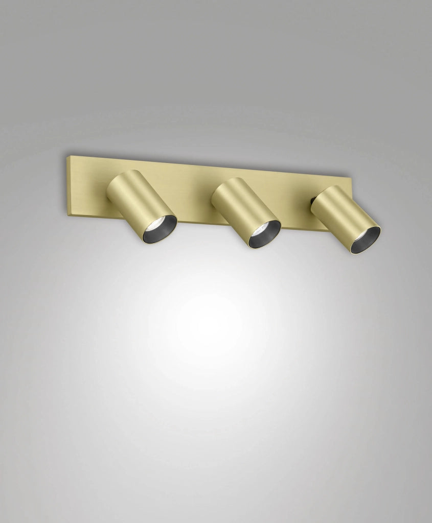 Faretto Flores 3 Luci GU10 10W in alluminio pressofuso Ottone satinato, IP20, Classe 1, Dimensioni compatte - Flores Collezione
